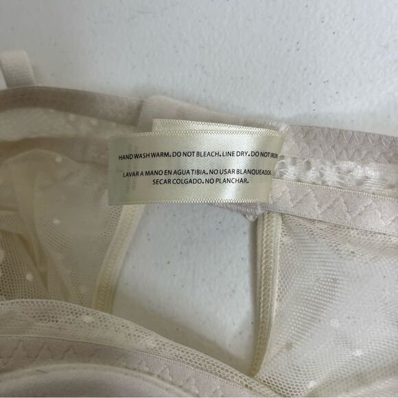 NWOT Jessica Simpson Stretch Mesh Dot Babydoll Cream Floral Lace Women Large - Picture 11 of 15